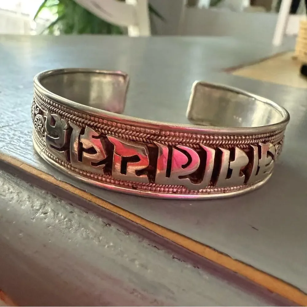 Mantra  Sterling Silver Cuff Bracelet
